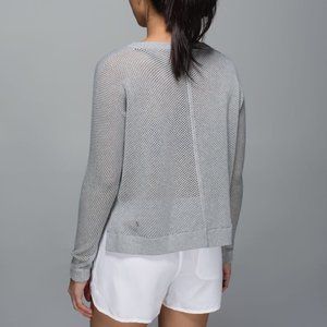Lululemon Bhakti Life Sweater Lightweight Knit Mesh Back Heathered Medium Grey